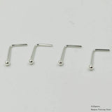 20pcs 925 Sterling Silver L Shape Nose Stud 1.5mm Ball Nose Piercing