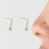 20pcs 925 Sterling Silver L Shape Nose Stud 1.5mm Ball Nose Piercing