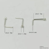 20pcs 925 Sterling Silver L Shape Nose Stud 1.5mm Ball Nose Piercing