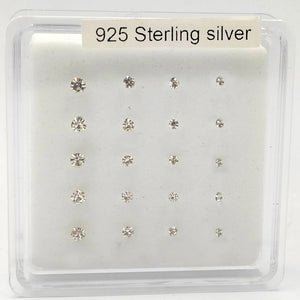 20pcs 925 Silver Nose Stud Clear Crystal Nose Bone Body Piercing