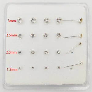 20pcs 925 Silver Nose Stud Clear Crystal Nose Bone Body Piercing