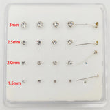 20pcs 925 Silver Nose Stud Clear Crystal Nose Bone Body Piercing