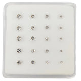 20pcs 925 Silver Nose Stud Clear Crystal Nose Bone Body Piercing