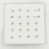 20pcs 925 Sterling Silver Starfish Crystal Nose Pin Stud Nose Piercing Jewelry