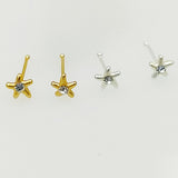 20pcs 925 Sterling Silver Starfish Crystal Nose Pin Stud Nose Piercing Jewelry