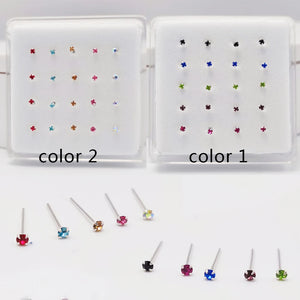 20pcs 925 Sterling Silver Nose Piercing 2mm Multicolor Nose Studs Straight Pin