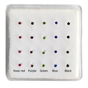 20pcs 925 Sterling Silver Nose Piercing 2mm Multicolor Nose Studs Straight Pin