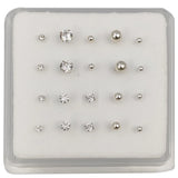 925 Silver Crystal Earrings/Nose Stud Tiny Ball Piercing Jewelry Pack