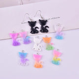 20pcs Colorful Cat 3D Resin Charms for Earring Necklace DIY