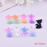 20pcs Colorful Cat 3D Resin Charms for Earring Necklace DIY