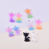 20pcs Colorful Cat 3D Resin Charms for Earring Necklace DIY