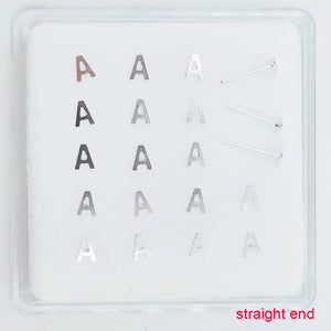 20pcs/pack Letter A Nose Stud Piercing 925Sterling Silver Thin Ear Ring
