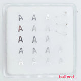 20pcs/pack Letter A Nose Stud Piercing 925Sterling Silver Thin Ear Ring