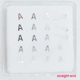 20pcs/pack Letter A Nose Stud Piercing 925Sterling Silver Thin Ear Ring
