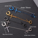 20pcs Long Chain Hoop Earring Big Small Cross Pendant Unisex Ear Jewelry