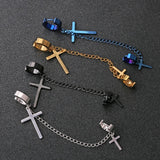 20pcs Long Chain Hoop Earring Big Small Cross Pendant Unisex Ear Jewelry