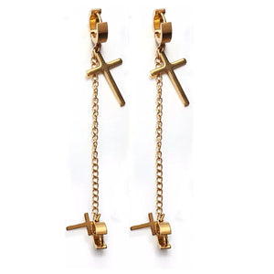 20pcs Long Chain Hoop Earring Big Small Cross Pendant Unisex Ear Jewelry