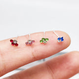 20pcs 925 Sterling Silver Nose Studs with Clear Crystal Nose Piercing Stud Ring