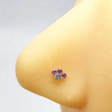 20pcs 925 Sterling Silver Nose Studs with Clear Crystal Nose Piercing Stud Ring