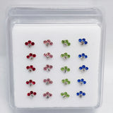 20pcs 925 Sterling Silver Nose Studs with Clear Crystal Nose Piercing Stud Ring