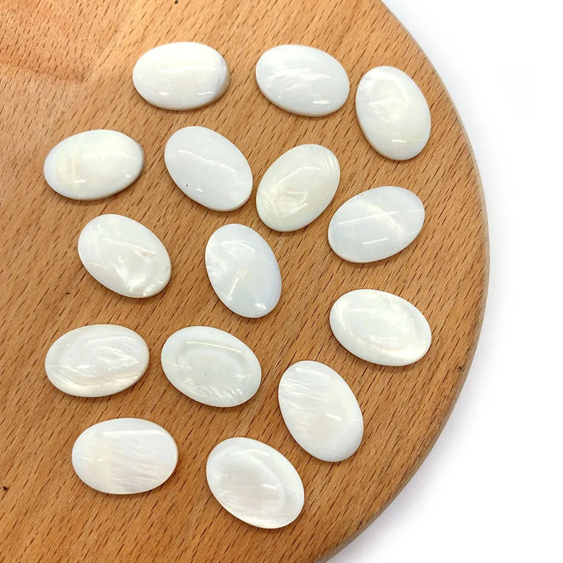 20pcs Oval Glaze Ring Face Freshwater Pearl Shell 13x18mm DIY