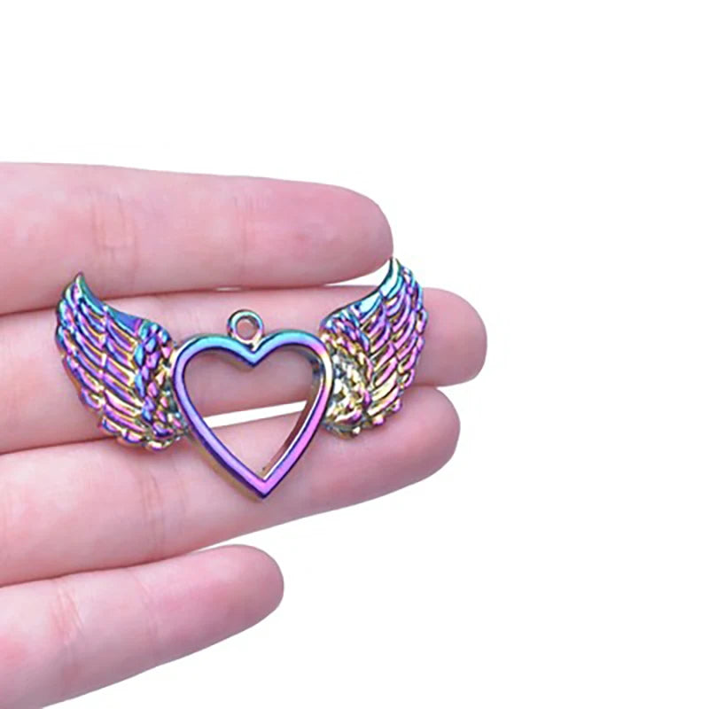 20pcs Alloy Plated Colorful Love Wings Pendant Necklace Bar Jewelry Accessories