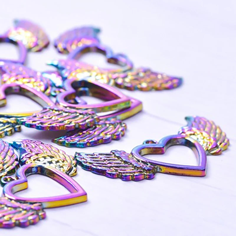 20pcs Alloy Plated Colorful Love Wings Pendant Necklace Bar Jewelry Accessories