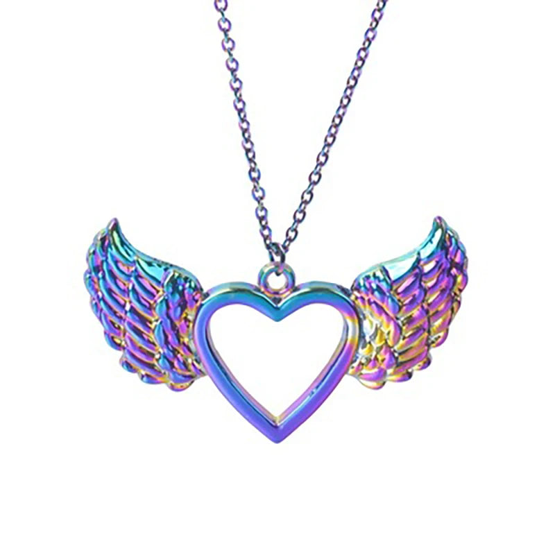 20pcs Alloy Plated Colorful Love Wings Pendant Necklace Bar Jewelry Accessories