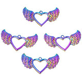 20pcs Alloy Plated Colorful Love Wings Pendant Necklace Bar Jewelry Accessories