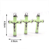 20pcs Luminous Cross Christ Jesus Rosary Pendant DIY