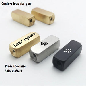 20pcs Logo Beads Matte Stainless Steel Rectangle Bead Bracelet Bead