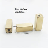 20pcs Logo Beads Matte Stainless Steel Rectangle Bead Bracelet Bead