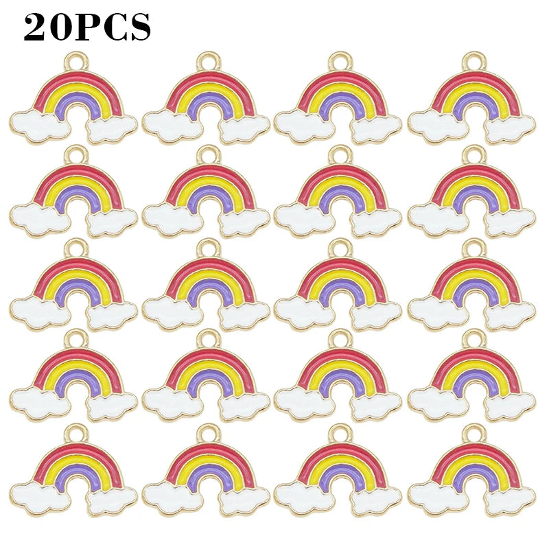 20pcs Enamel Rainbow Cloud Charms Pendant Necklace Earrings DIY Accessories