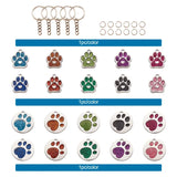 20pcs Dog Paw Print Pendants Charms Keychain DIY Making Kit