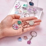20pcs Dog Paw Print Pendants Charms Keychain DIY Making Kit