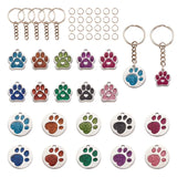 20pcs Dog Paw Print Pendants Charms Keychain DIY Making Kit