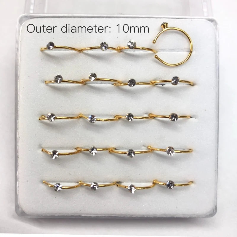 20pcs Nose Rings Hoop CZ Zircon Ring 925 Sterling Silver Women's Body Piercing