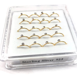 20pcs Nose Rings Hoop CZ Zircon Ring 925 Sterling Silver Women's Body Piercing