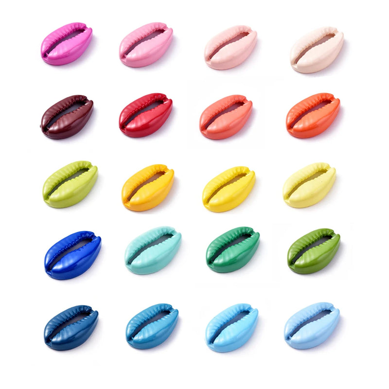 20pcs Mixed Baking Painted Alloy Cowrie Shell Beads Jewelry Making DIY Findings