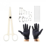 20pcs Body Jewelry Piercing Kit Nose Belly Button Rings Gloves Needles Tool Ear