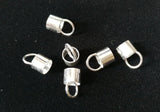 20pcs 925 Sterling Silver Leather Cord End Cap Lobster Clasp 5x9mm