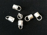 20pcs 925 Sterling Silver Leather Cord End Cap Lobster Clasp 5x9mm