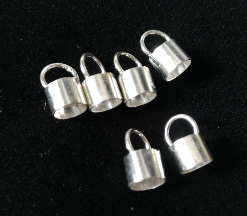 20pcs 925 Sterling Silver Leather Cord End Cap Lobster Clasp 5x9mm
