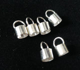 20pcs 925 Sterling Silver Leather Cord End Cap Lobster Clasp 5x9mm