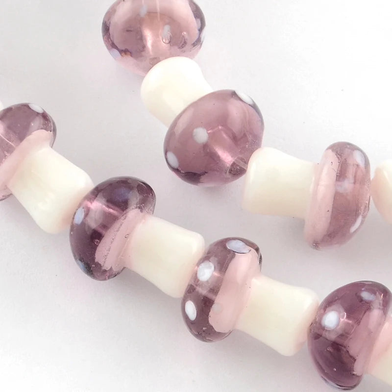 20pcs Mushroom Lampwork Spacer Beads for Jewelry Making