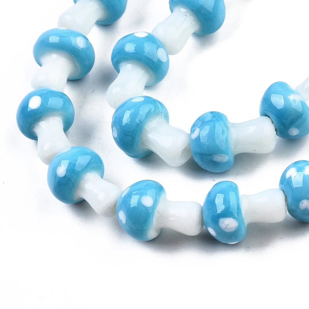 20pcs Mushroom Lampwork Spacer Beads for Jewelry Making