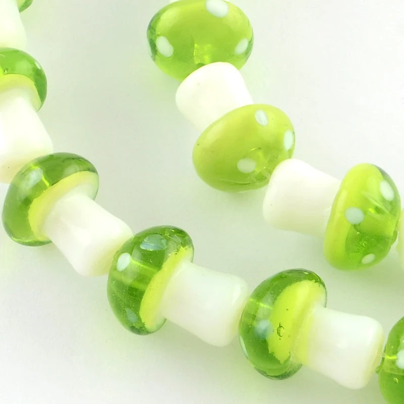 20pcs Mushroom Lampwork Spacer Beads for Jewelry Making