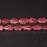 20pcs Strawberry Quartz Faceted Slab Nugget Loose Beads