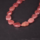 20pcs Strawberry Quartz Faceted Slab Nugget Loose Beads