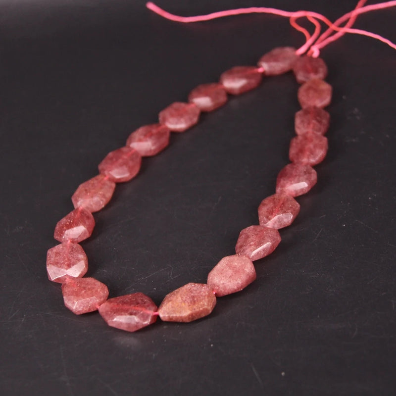 20pcs Strawberry Quartz Faceted Slab Nugget Loose Beads